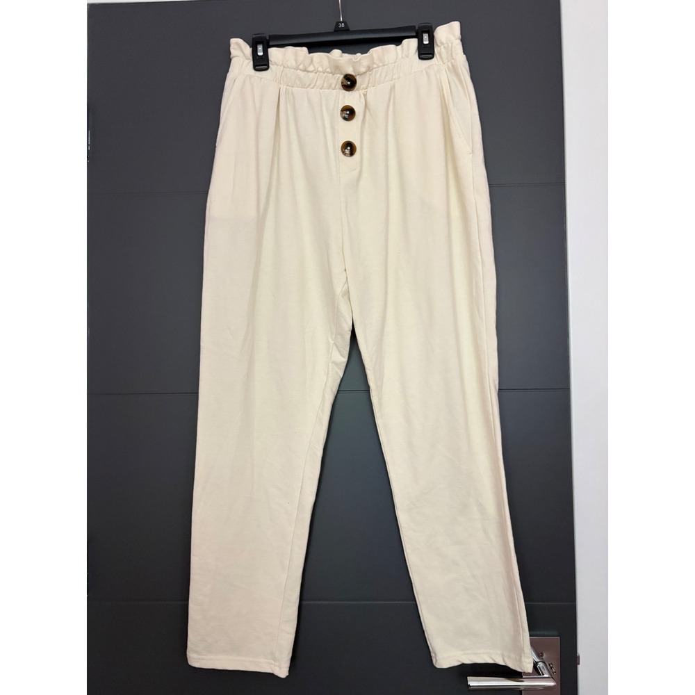 Z SUPPLY Womens Paperbag Waist Jogger Pants Cream Button Front XL ZP211467S